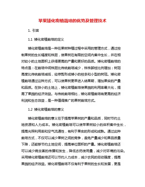 苹果矮化密植栽培的优势及管理技术