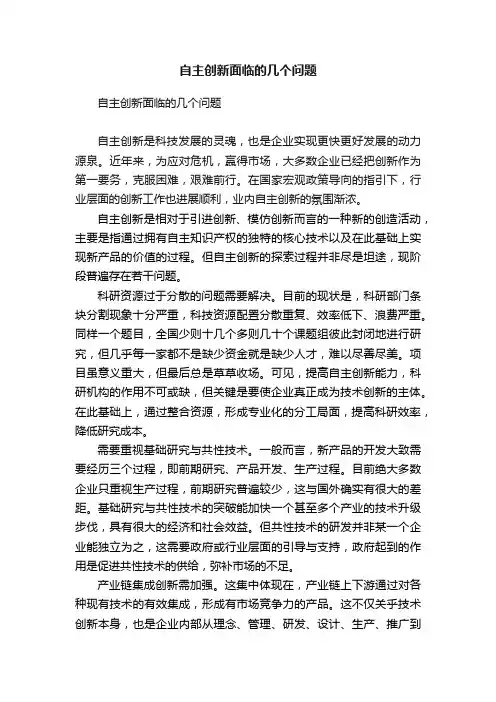 自主创新面临的几个问题
