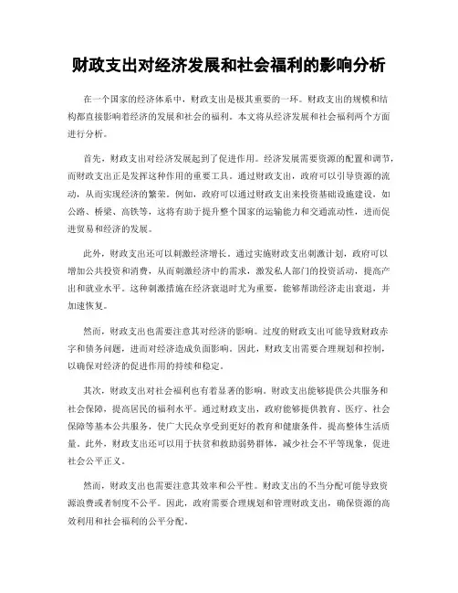 财政支出对经济发展和社会福利的影响分析