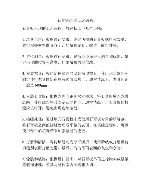 石膏板吊顶 工艺流程
