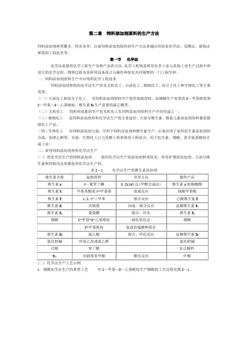 第二章  饲料添加剂原料的生产方法