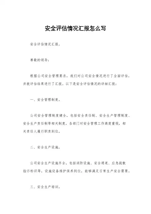 安全评估情况汇报怎么写