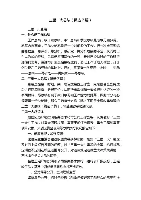 三重一大总结（精选7篇）