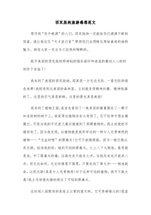 西双版纳旅游感想范文（三篇）