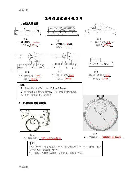 最新刻度尺读数专项练习题附答案(1)