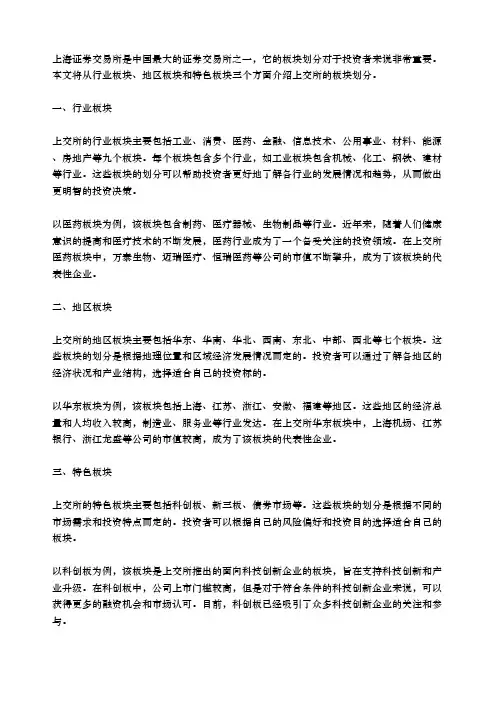 上海证券交易所板块划分