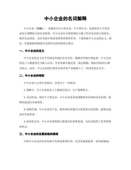 中小企业的名词解释