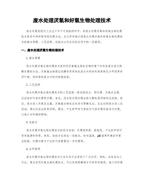 废水处理厌氧和好氧生物处理技术