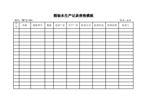 桶装水生产记录表格模板