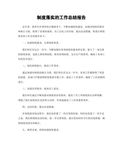 制度落实的工作总结报告