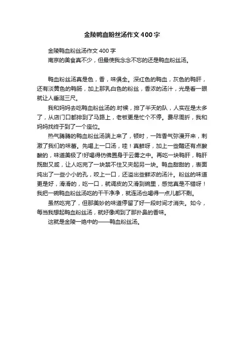 金陵鸭血粉丝汤作文400字