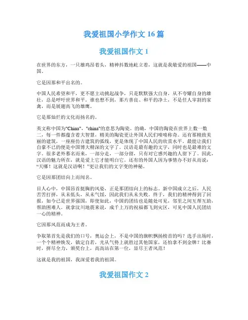 我爱祖国小学作文16篇