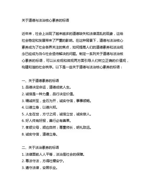 关于道德与法治核心素养的标语