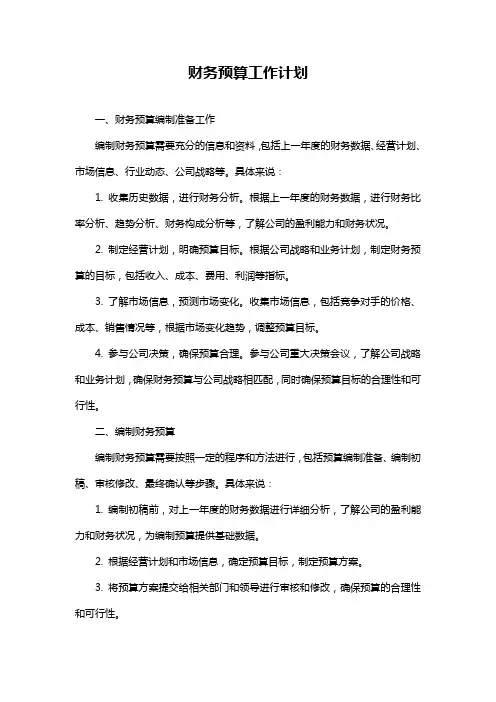 财务预算工作计划