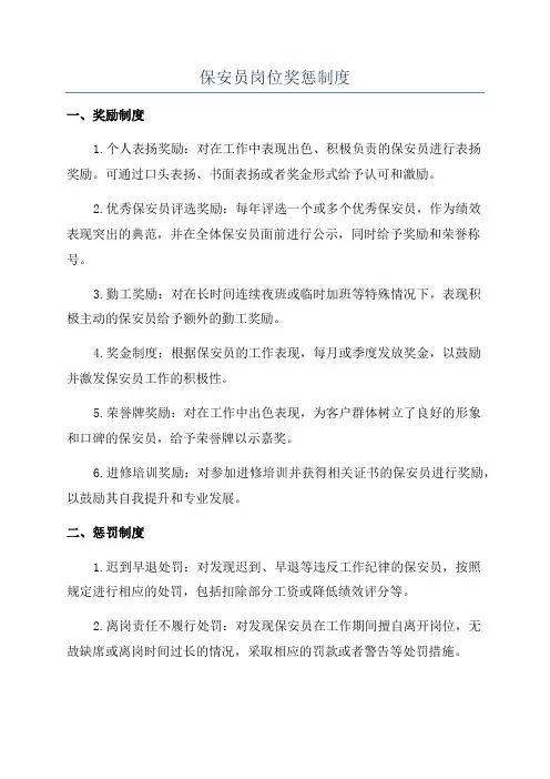 保安员岗位奖惩制度