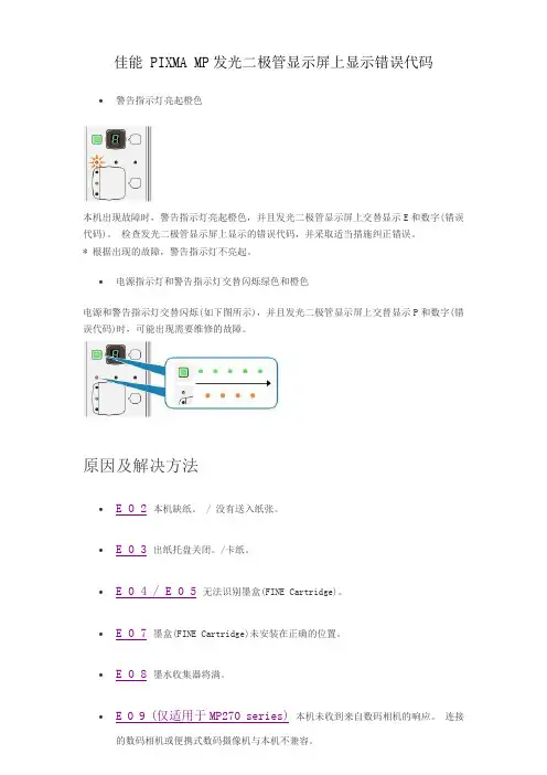 canon系列错误码与解决方法