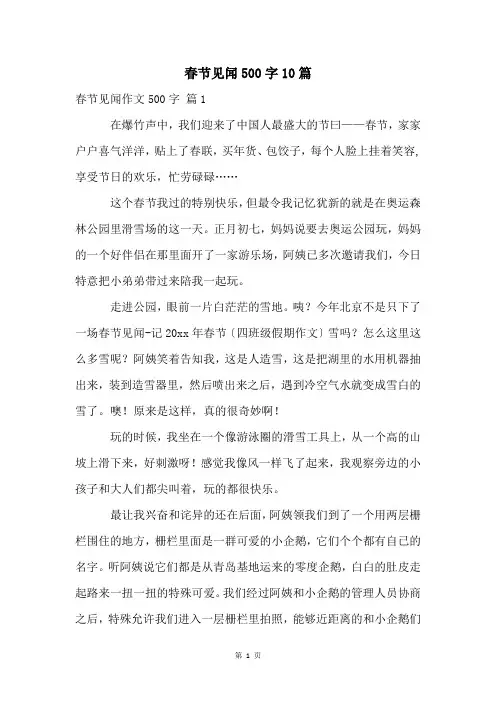 春节见闻500字10篇
