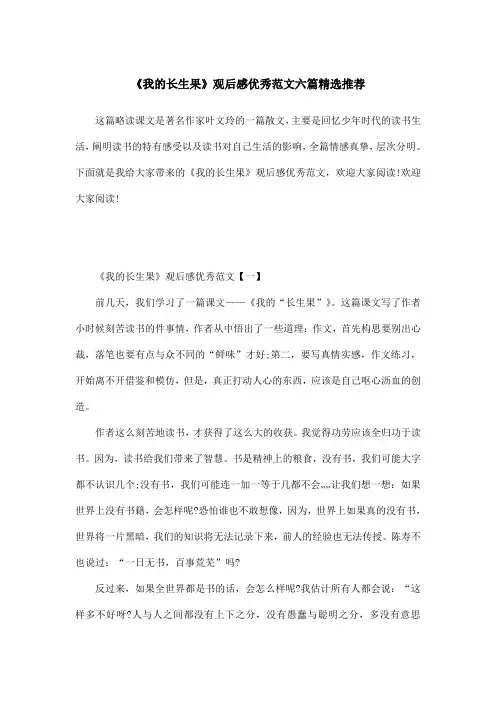 《我的长生果》观后感优秀范文六篇精选推荐