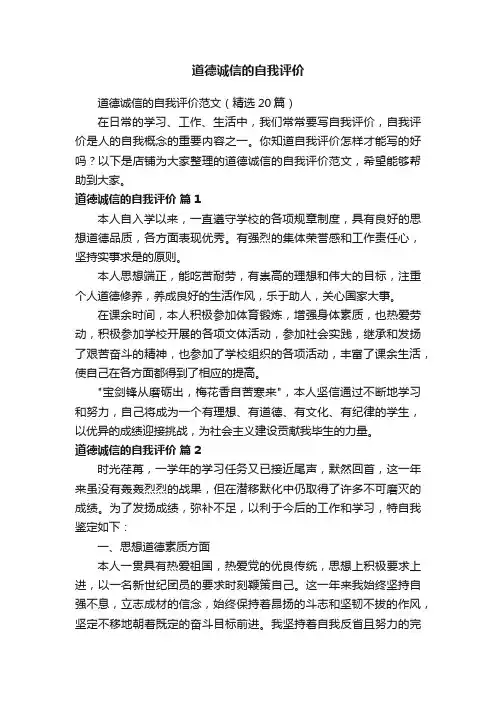 道德诚信的自我评价