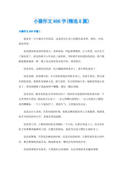 小猫作文600字(精选8篇)