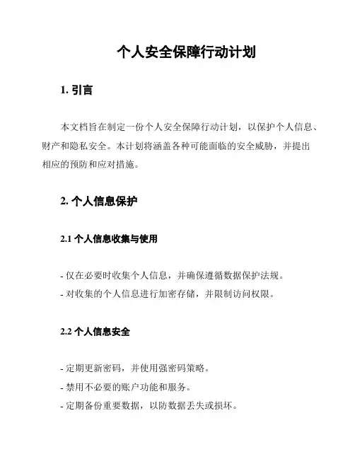 个人安全保障行动计划