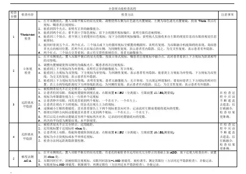 全套视功能检查流程表