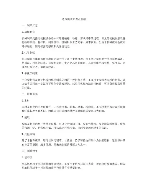 造纸制浆知识点总结