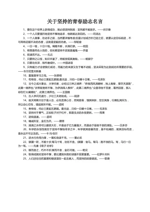 关于坚持的青春励志名言