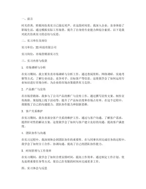 仿真实习个人总结报告