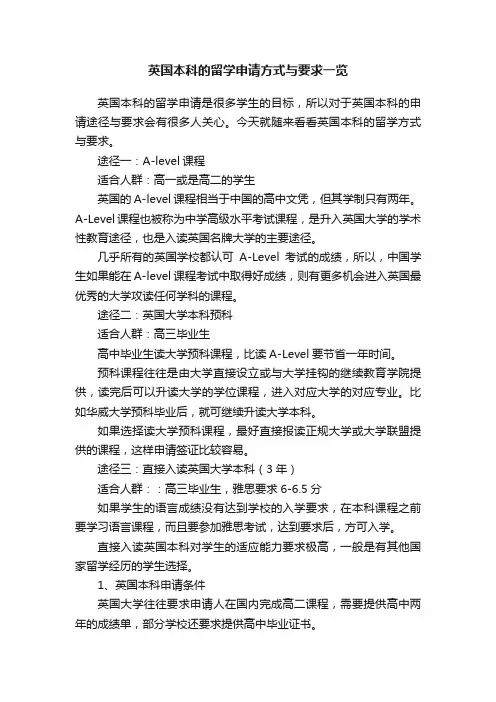 英国本科的留学申请方式与要求一览