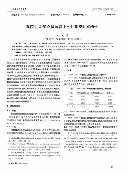 我院近3年心脑血管中药注射剂用药分析