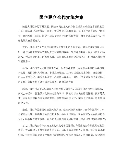 国企民企合作实施方案