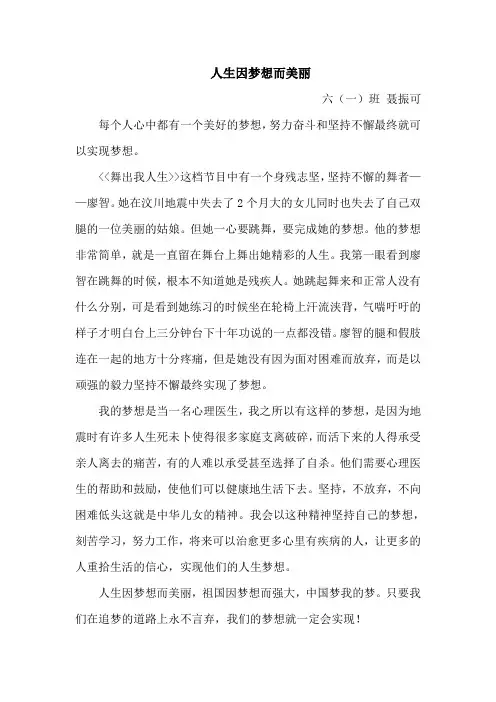 人生因梦想而美丽
