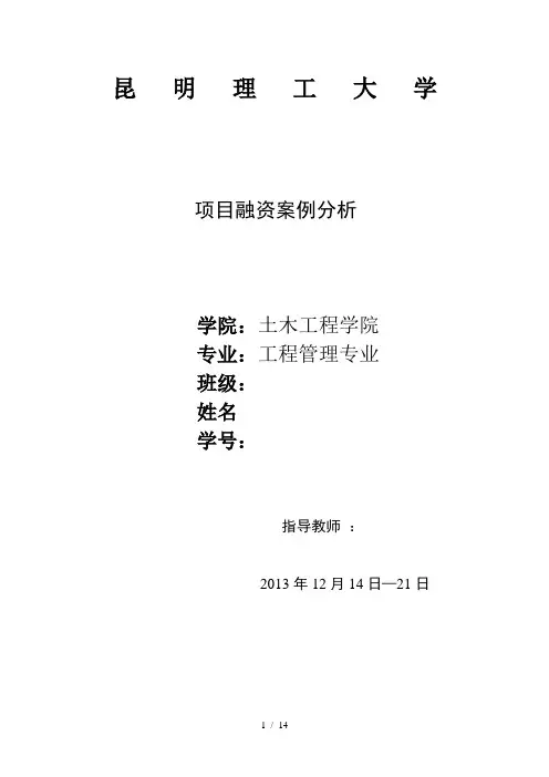 项目融资案例期末作业