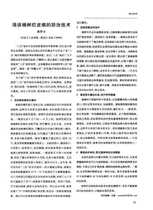 浅谈杨树烂皮病的防治技术