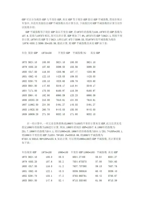 GDP折算指数计算方法