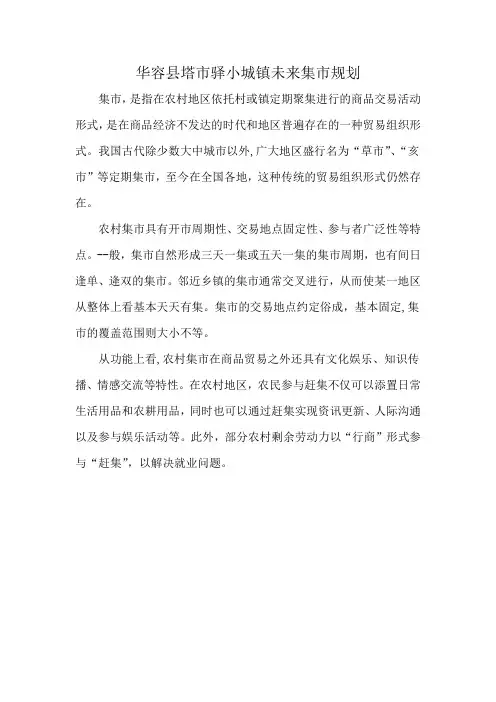 华容县塔市驿小城镇未来集市规划