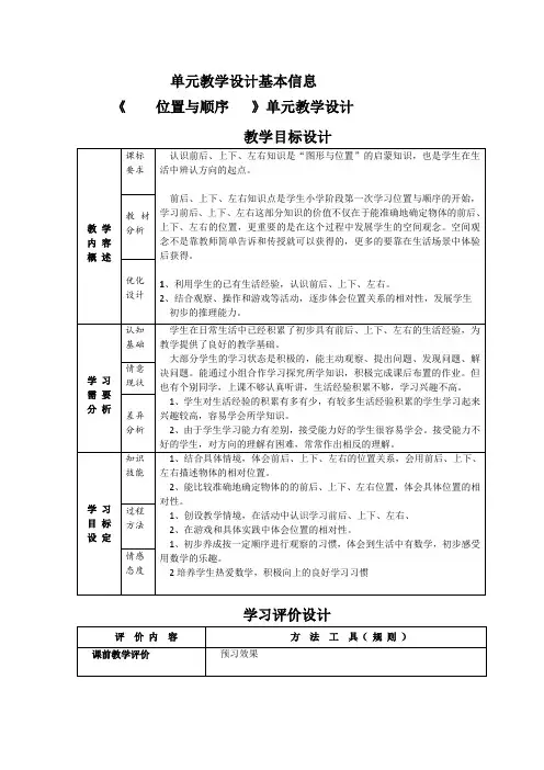 教学设计及单元教案模板100