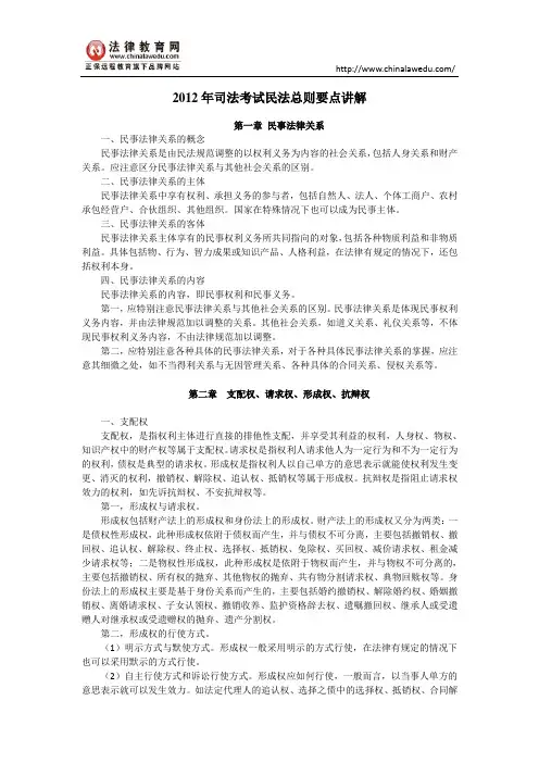 2012年司法考试民法总则要点讲解