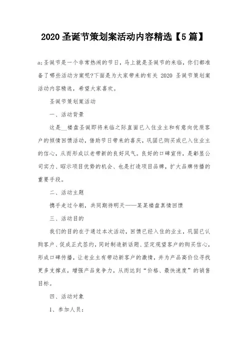 2020圣诞节策划案活动内容精选【5篇】