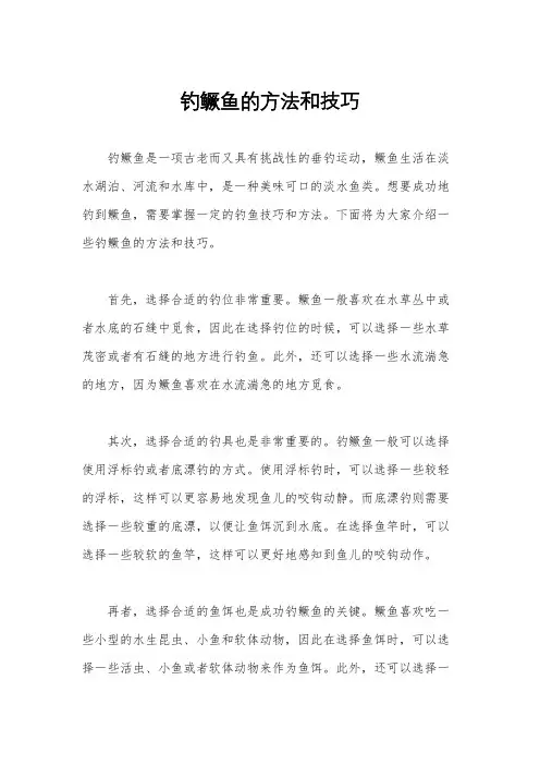 钓鳜鱼的方法和技巧