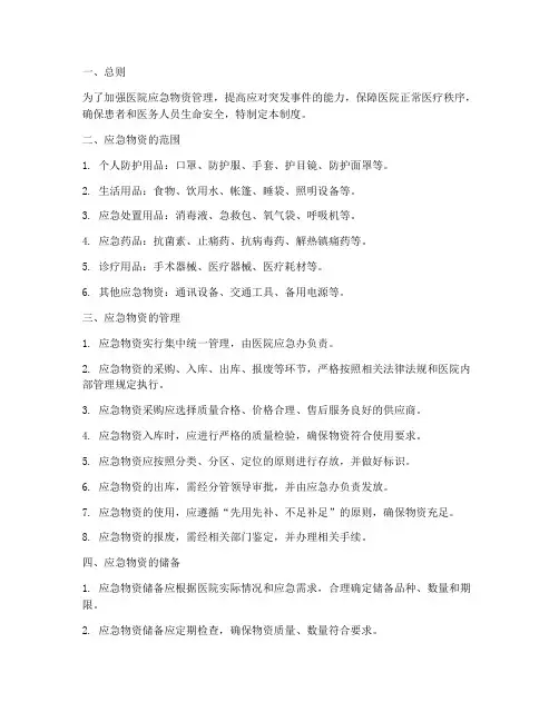医院应急物资管理制度