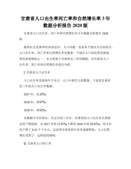 甘肃省人口出生率死亡率和自然增长率3年数据分析报告2020版