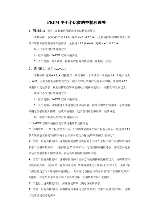 PKPM几个比值的控制与调整