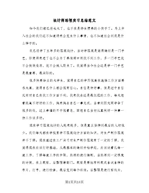 2024年设计师助理实习总结范文（6篇）