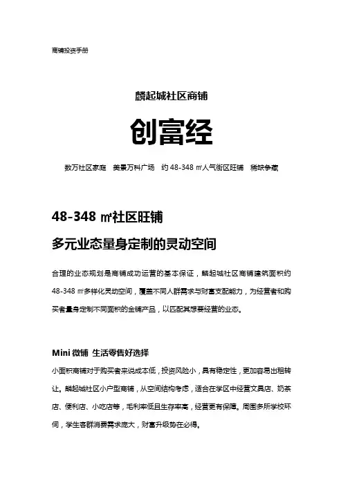 商业地产商铺招商投资手册文案