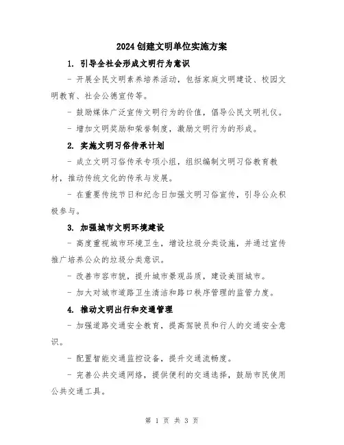 2024创建文明单位实施方案