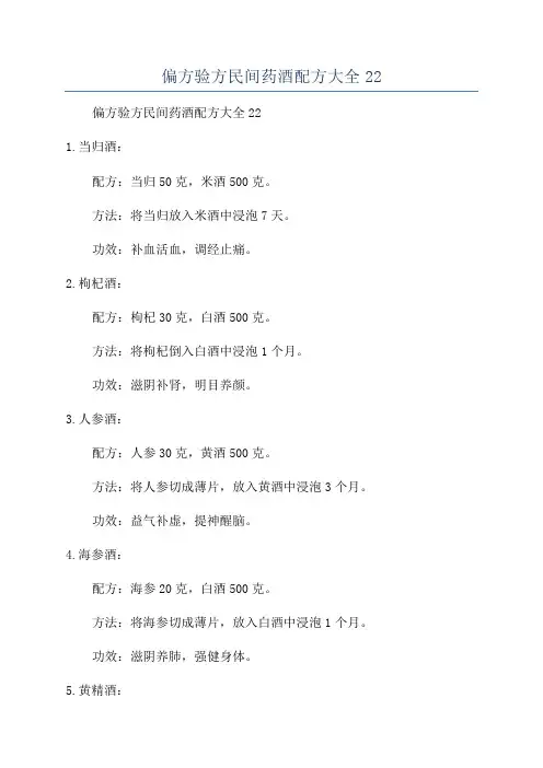 偏方验方民间药酒配方大全22