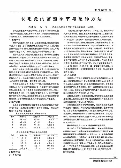 长毛兔的繁殖季节与配种方法