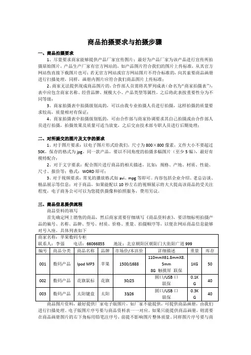 商品拍摄要求与拍摄步骤